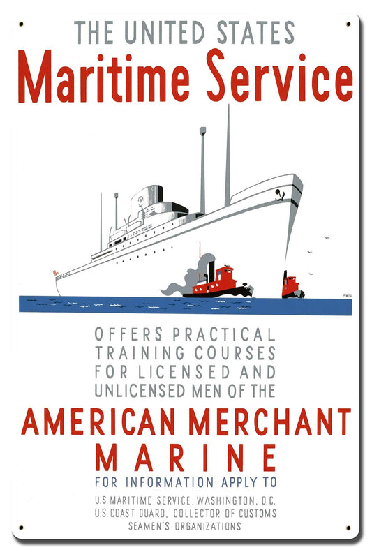 Maritime Service Metal Sign 16in X 24in