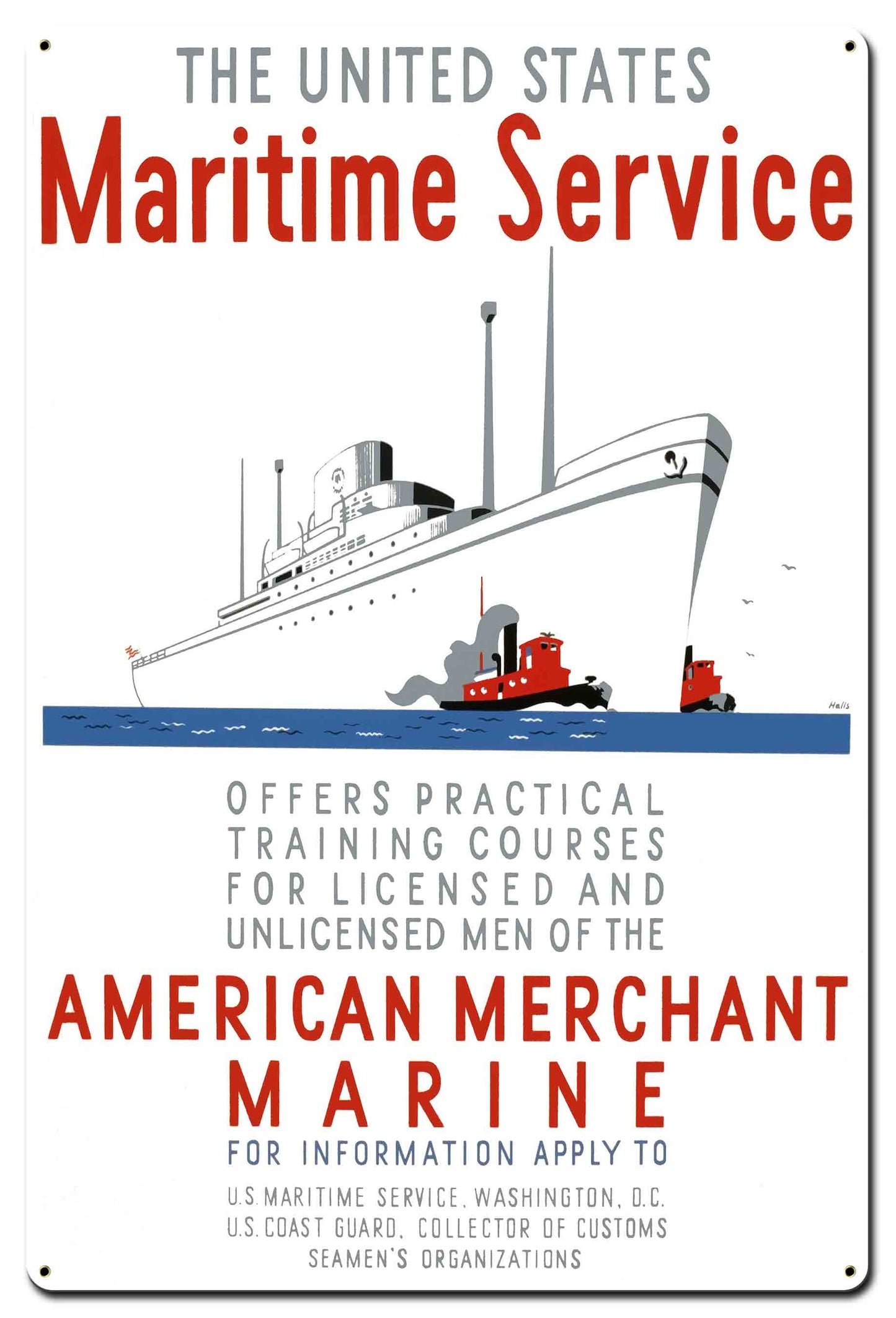 Maritime Service Metal Sign 24in X 36in