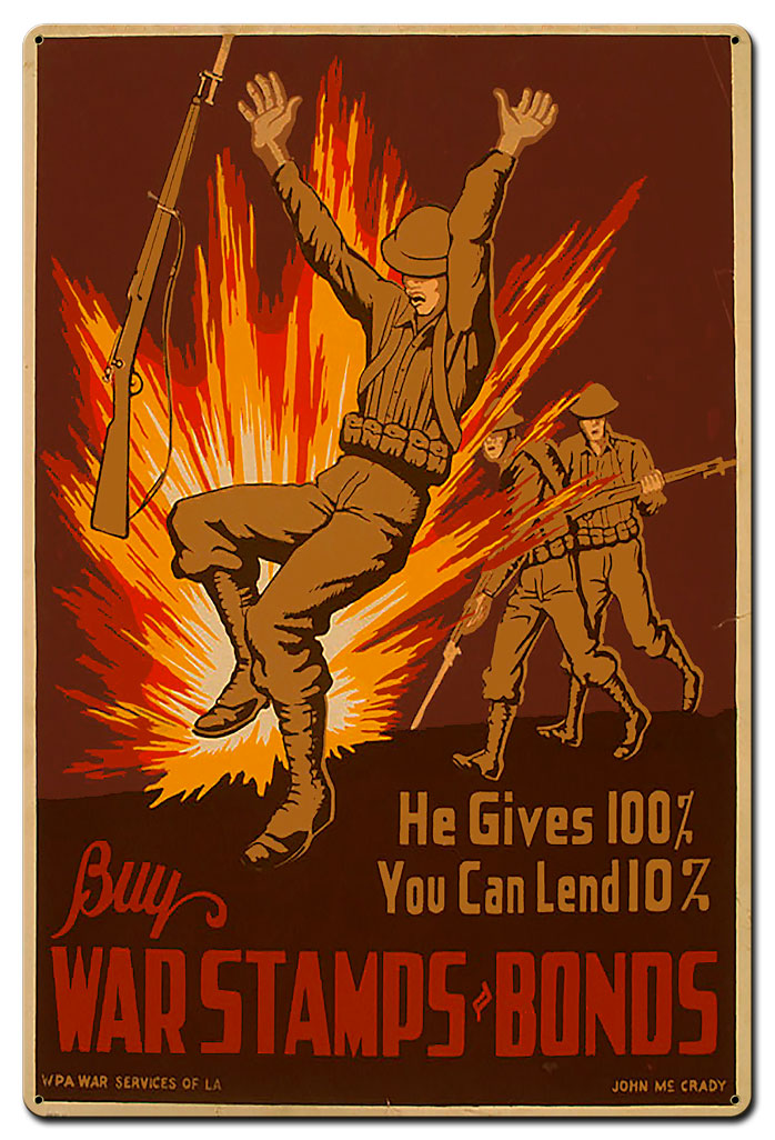 Buy War Stamps Bonds Vintage Sign