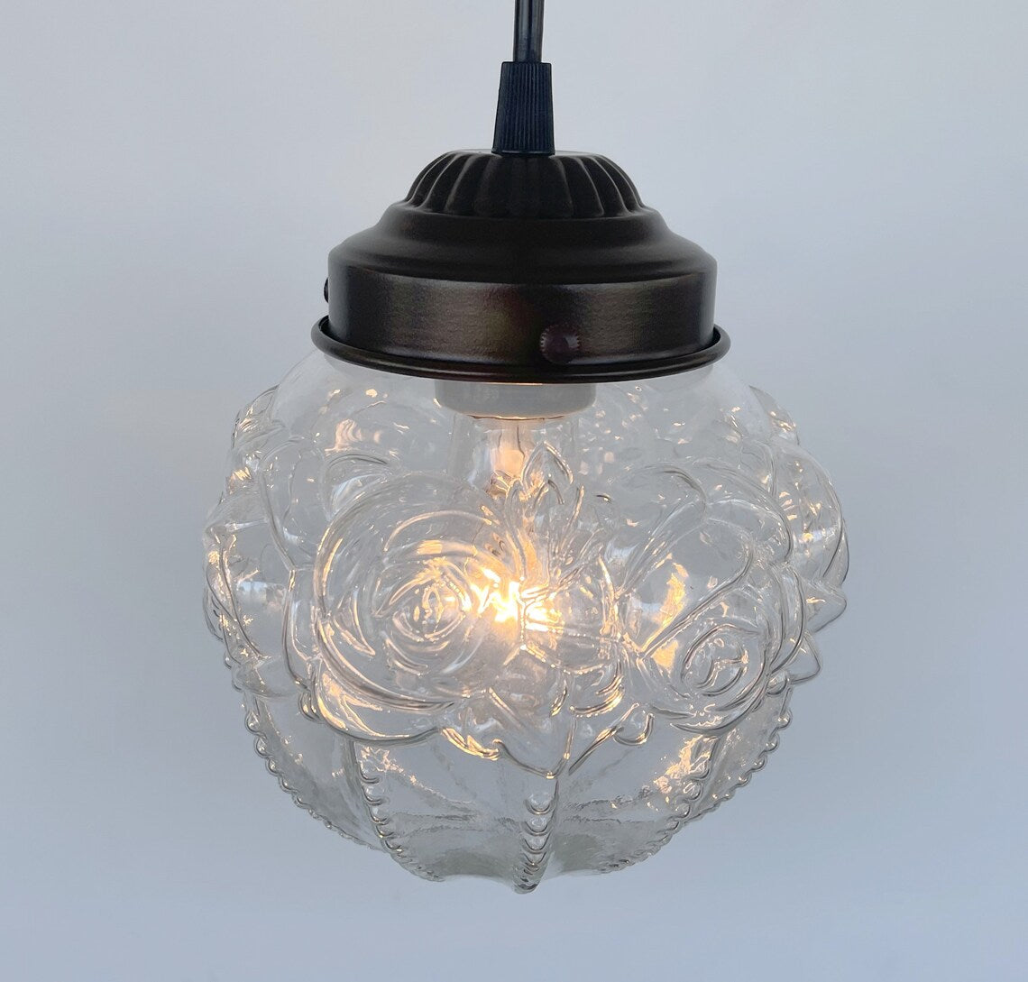 Embossed Antique Glass Globe PENDANT Lights