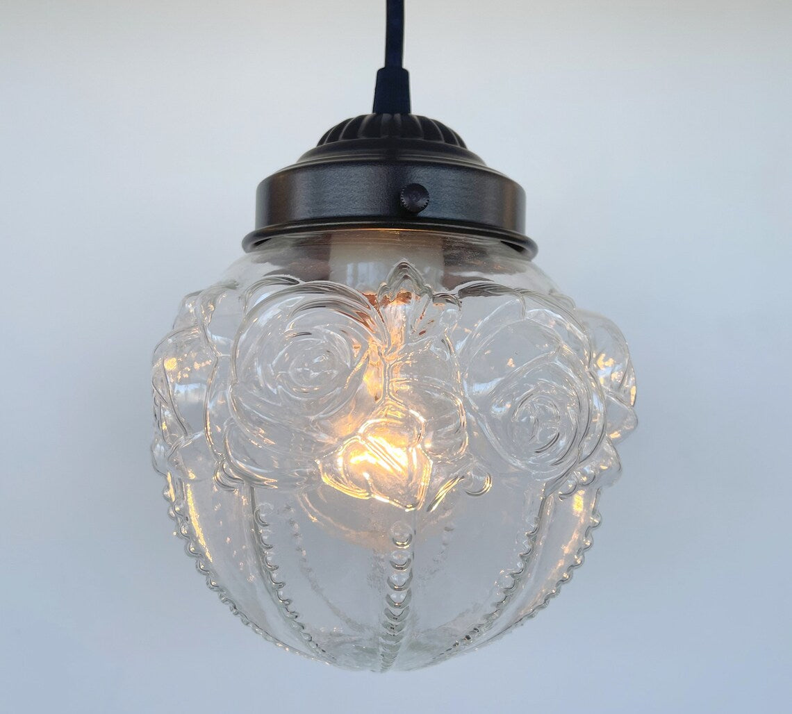 Embossed Antique Glass Globe PENDANT Lights