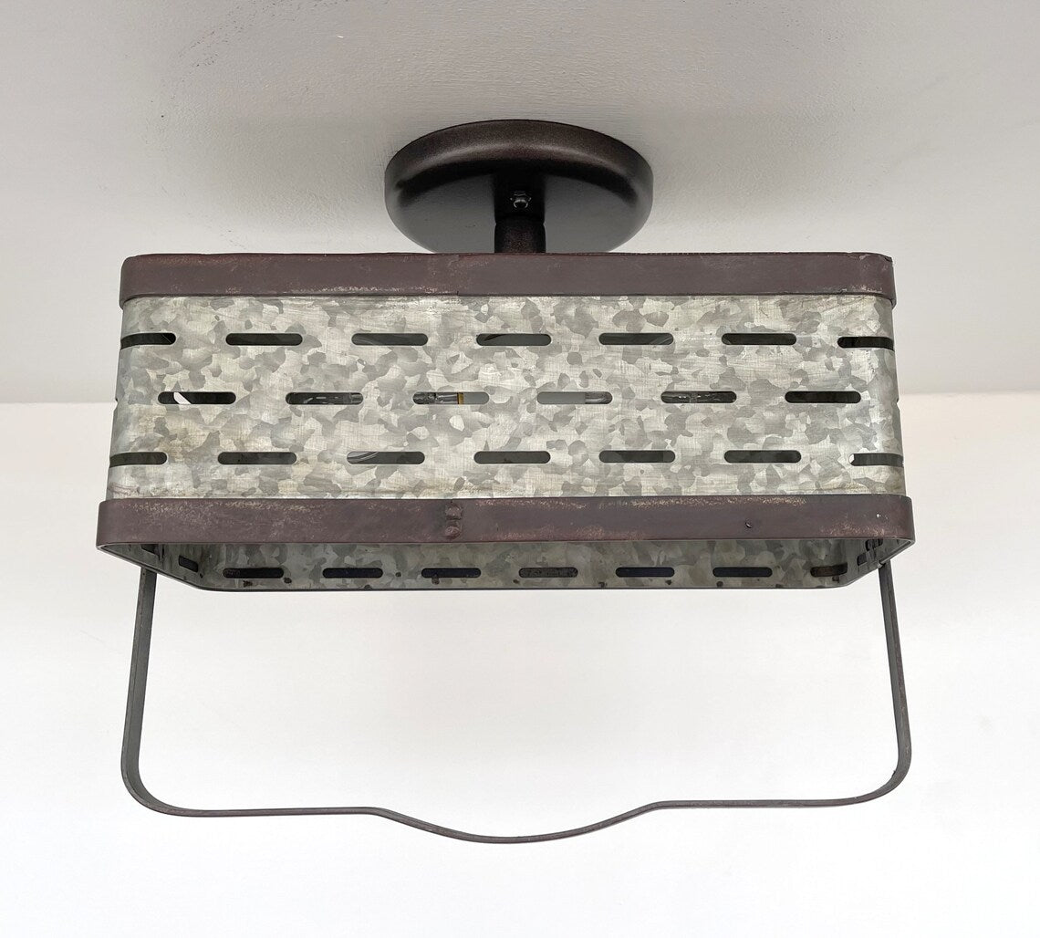 REDIRECT!!!!   Rectangular Rustic Galvanized Ceiling Light Fixture