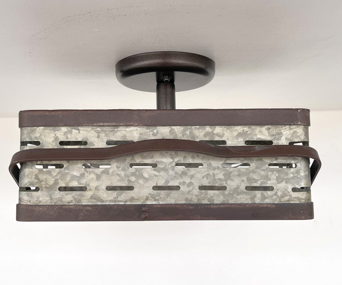 REDIRECT!!!!   Rectangular Rustic Galvanized Ceiling Light Fixture
