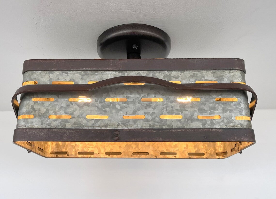 REDIRECT!!!!   Rectangular Rustic Galvanized Ceiling Light Fixture