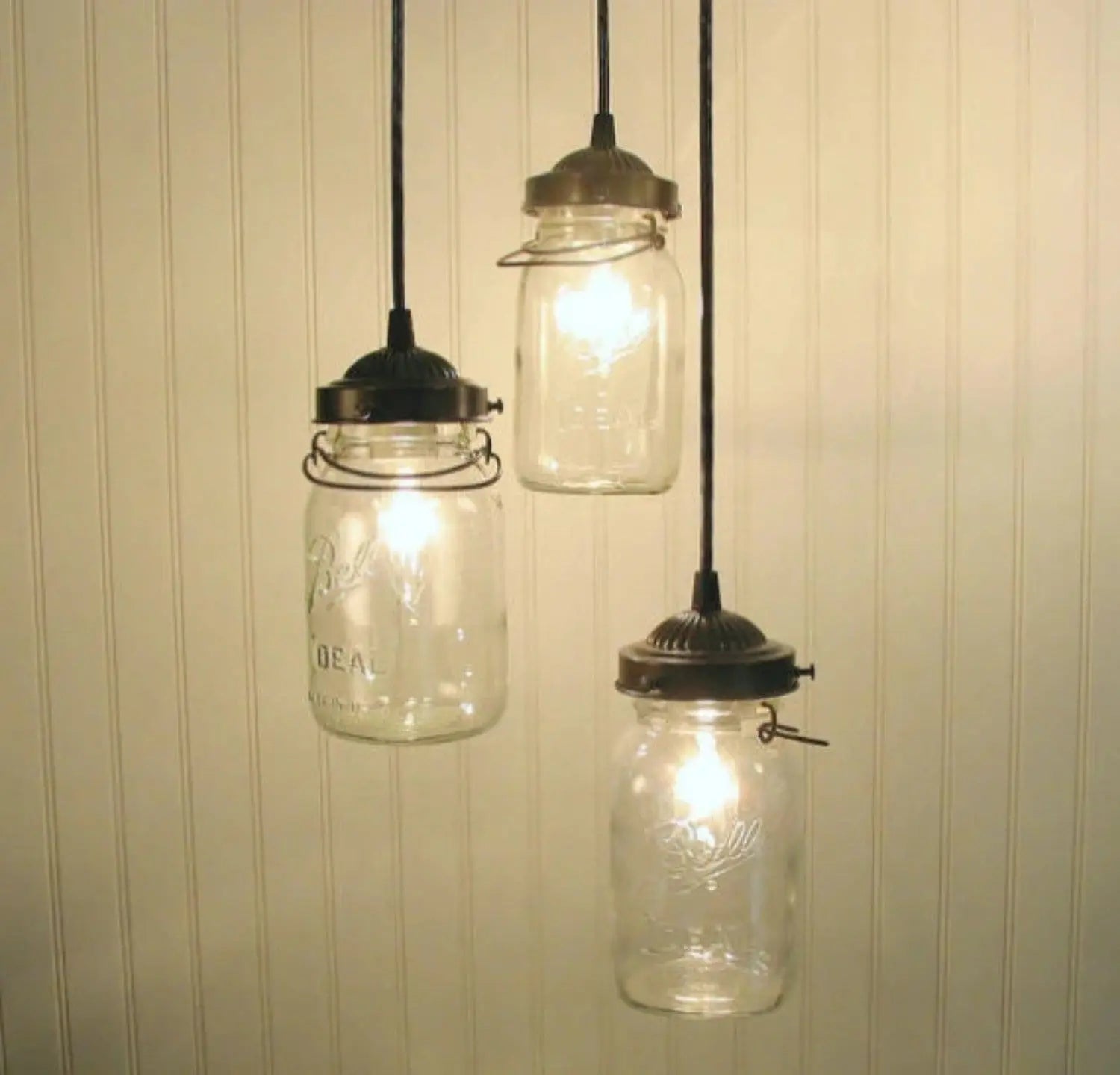 Mason Jar Chandelier Pendant Light Trio