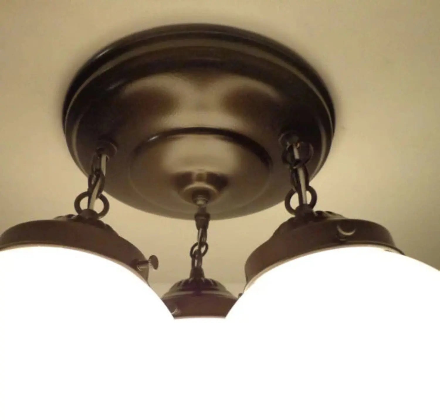 Milk Glass Opal Globe Ceiling Light Chain Trio