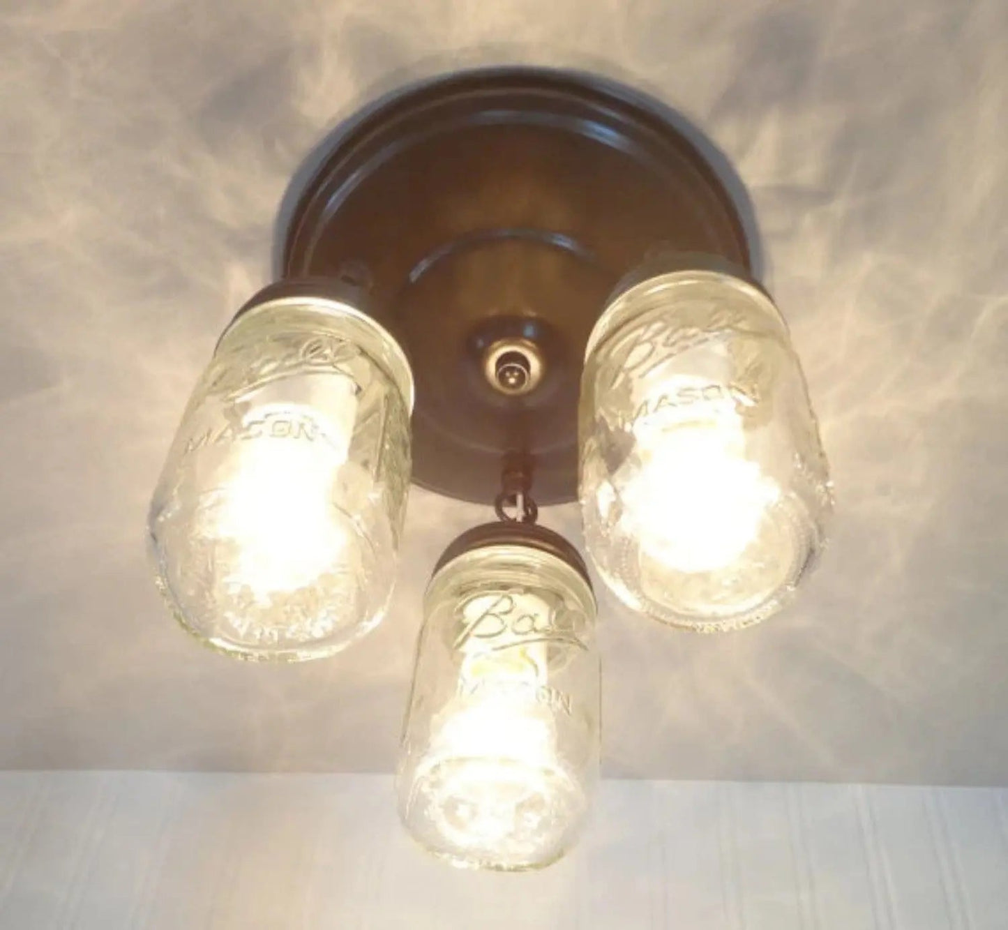 Mason Jar LIGHT FIXTURE New PINT Chain Trio