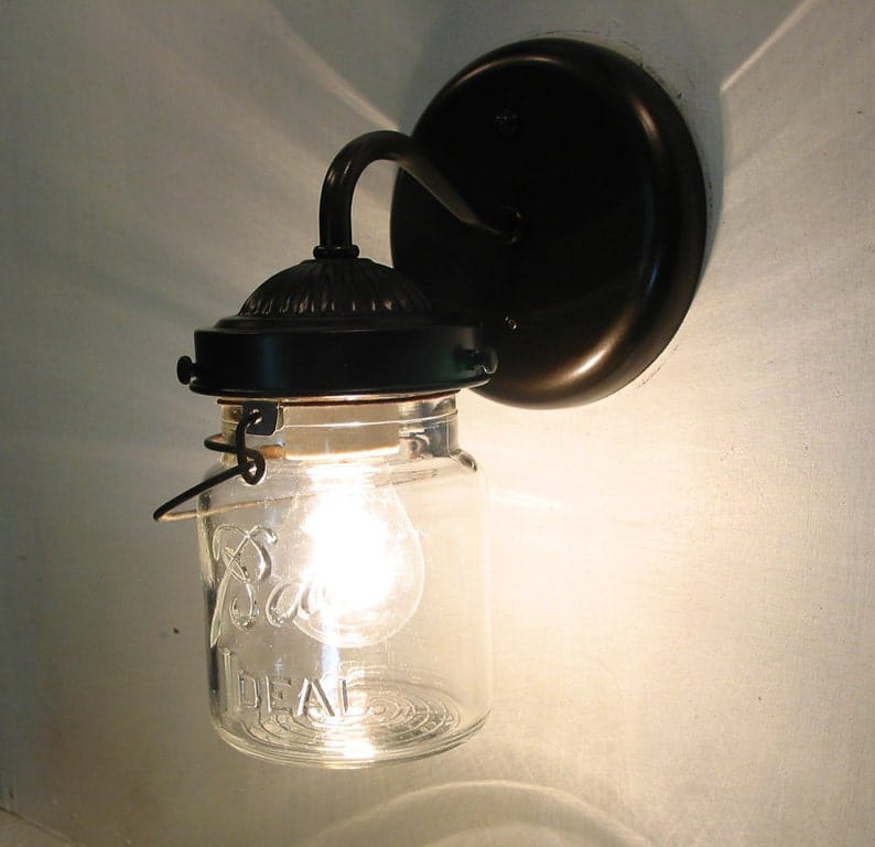 Vintage Mason Jar WALL LIGHT Sconce