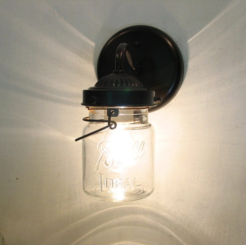 Vintage Mason Jar WALL LIGHT Sconce
