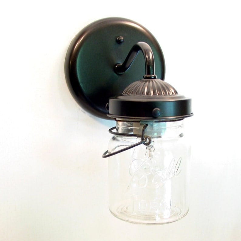 Vintage Mason Jar WALL LIGHT Sconce