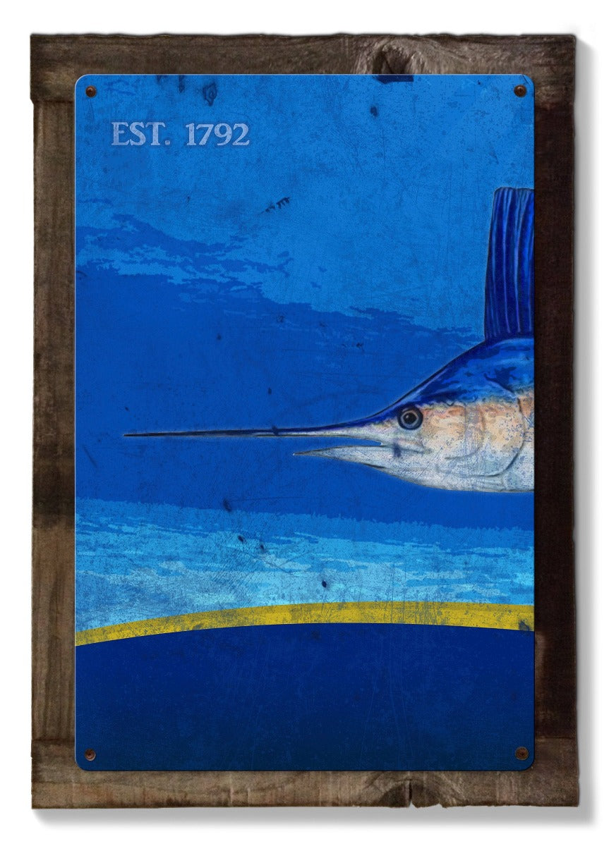 Sailfish Wall Art, Metal Triptych, Optional Rustic Wood Frame, Sport Fishing, Wall Art, Ocean, Nautical, Contemporary Art