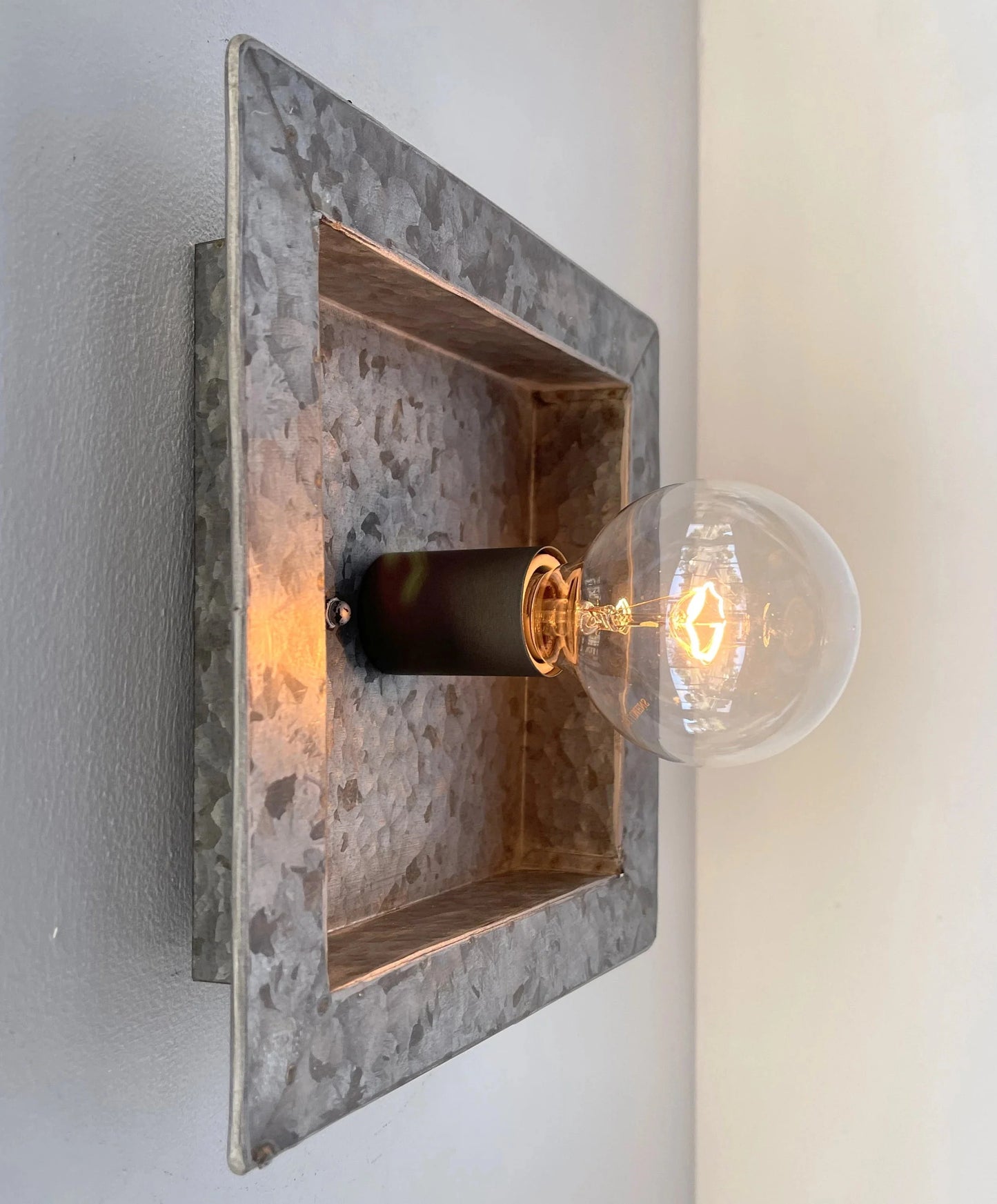 Square Galvanized Farmhouse Ceiling Light Fixture