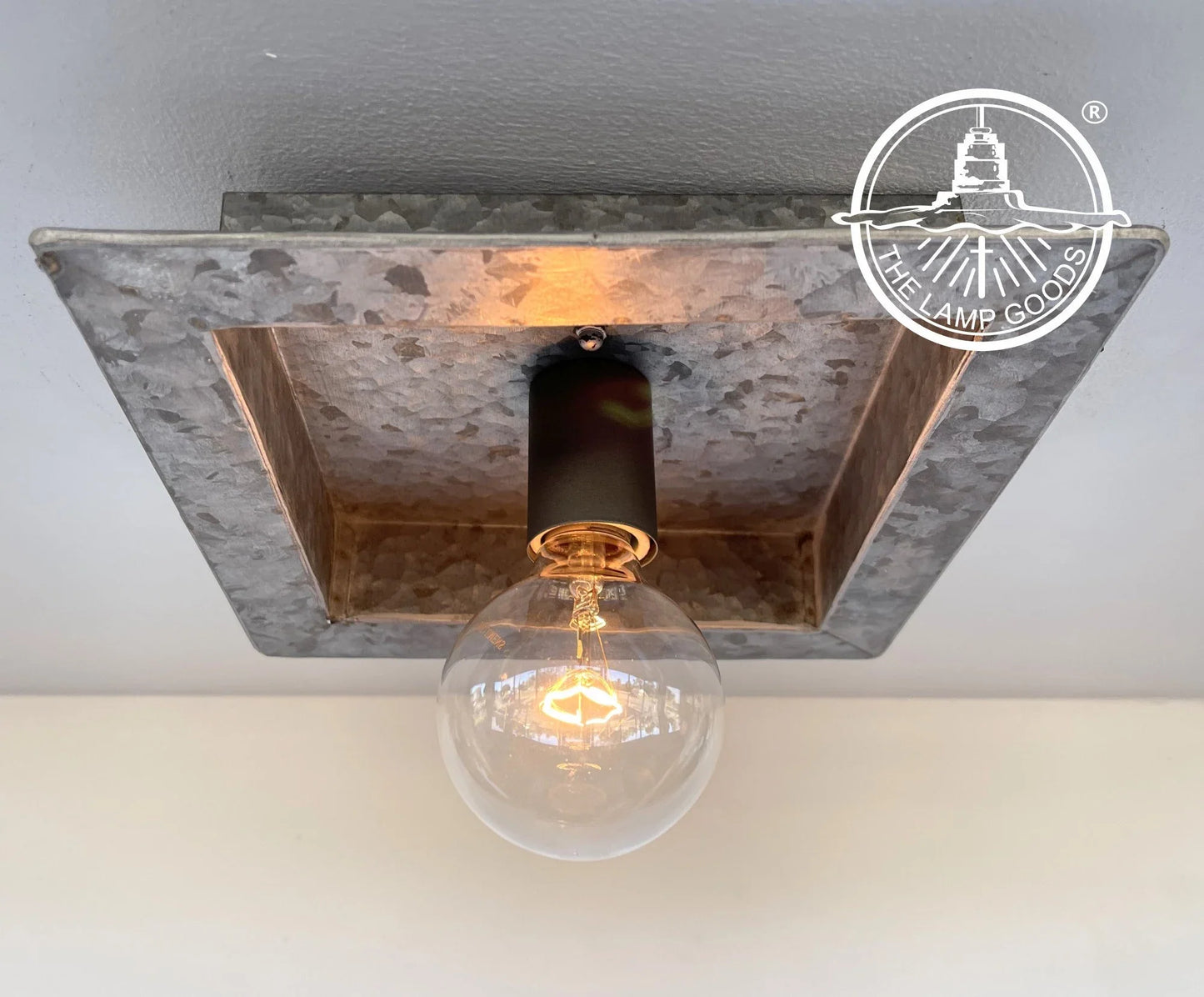 Square Galvanized Farmhouse Ceiling Light Fixture