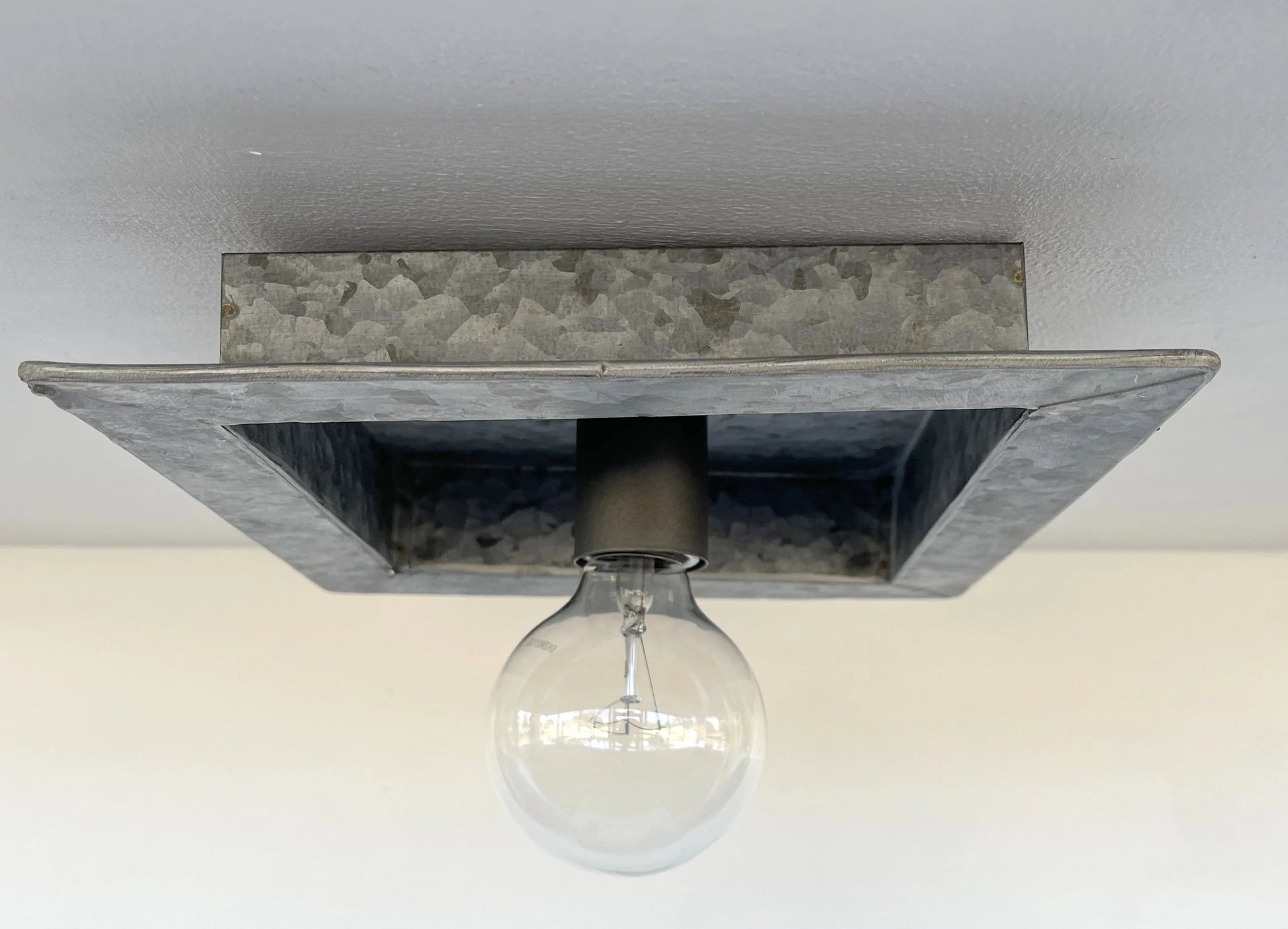 Square Galvanized Farmhouse Ceiling Light Fixture