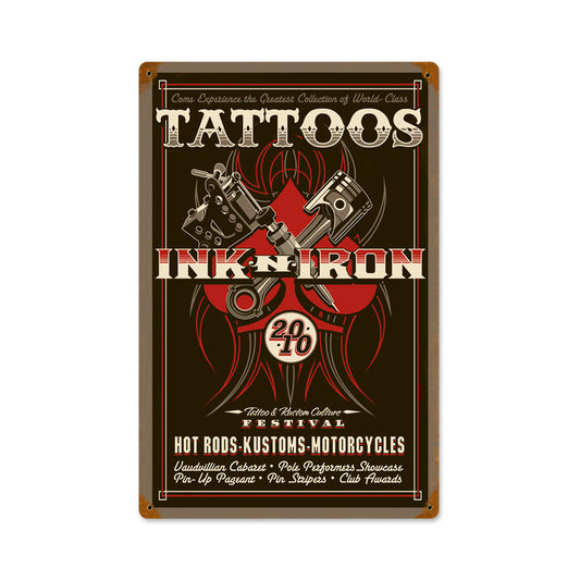 Ink and Iron, Automotive, Vintage Metal Sign, 12 X 18 Inches