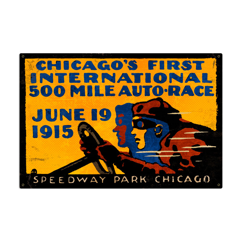Chicago 500, Automotive, Metal Sign, 36 X 24 Inches