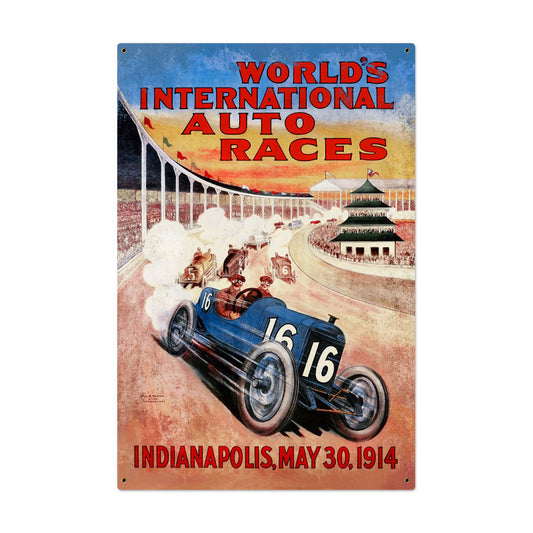 Worlds Races, Automotive, Metal Sign, 24 X 36 Inches