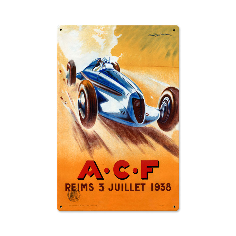 ACF Reims, Automotive, Metal Sign, 12 X 18 Inches