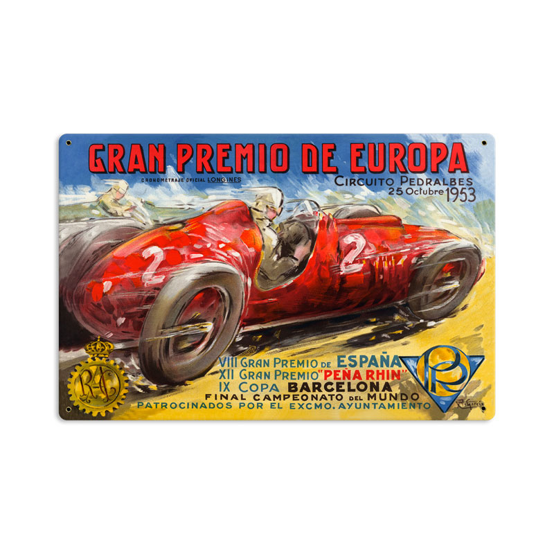 Gran Premio Europa, Automotive, Metal Sign, 12 X 18 Inches