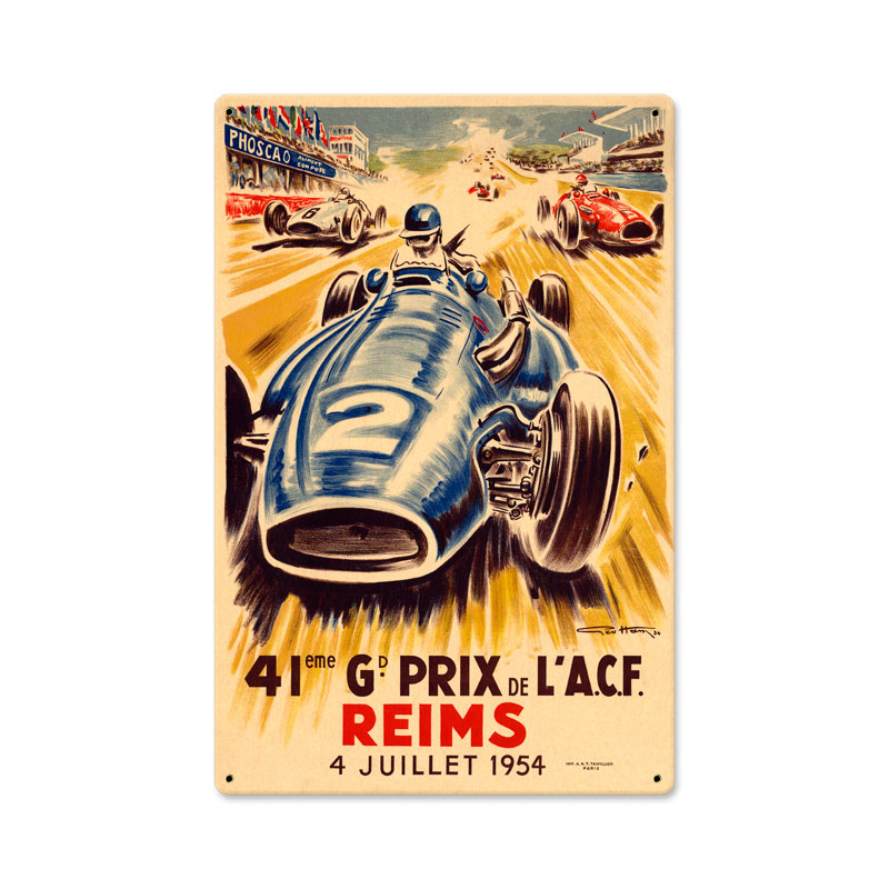 Reims Grand Prix, Automotive, Metal Sign, 12 X 18 Inches