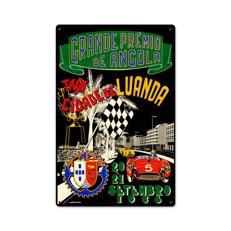 Angola Grand Prix, Automotive, Metal Sign, 12 X 18 Inches