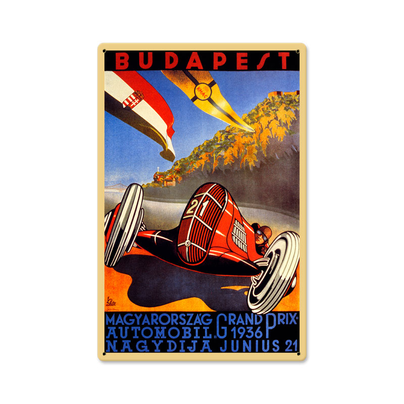 Budapest Grand Prix, Automotive, Metal Sign, 12 X 18 Inches