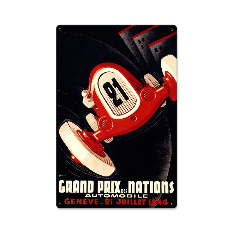 Nations Grand Prix, Automotive, Metal Sign, 12 X 18 Inches
