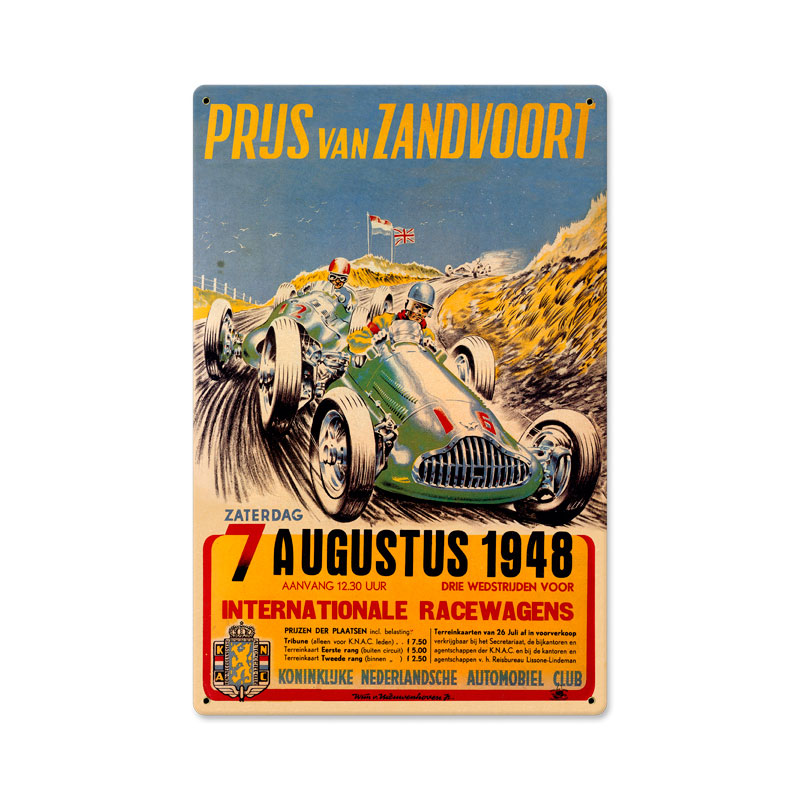 Zanvoort Grand Prix, Automotive, Metal Sign, 12 X 18 Inches