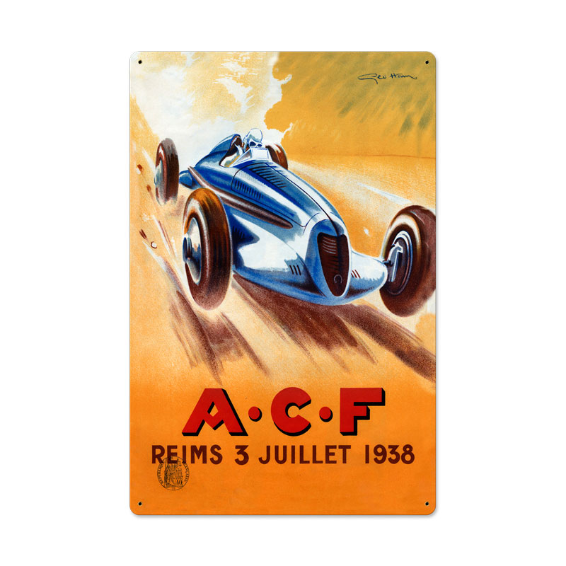 ACF Reims, Automotive, Metal Sign, 24 X 16 Inches