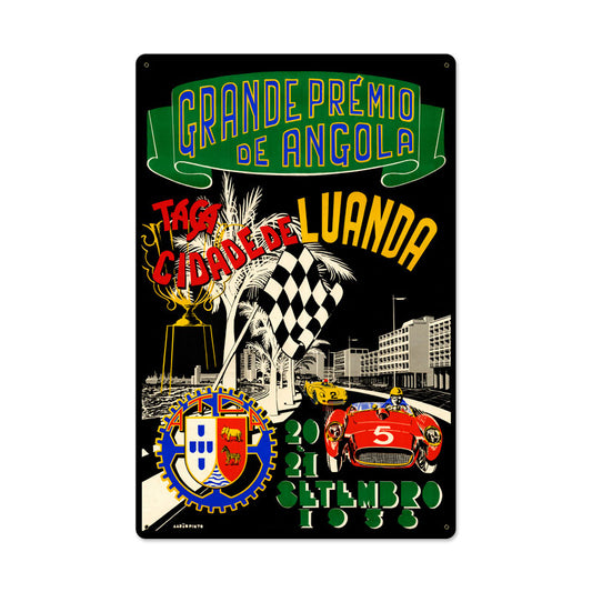 Angola Grand Prix, Automotive, Metal Sign, 24 X 16 Inches