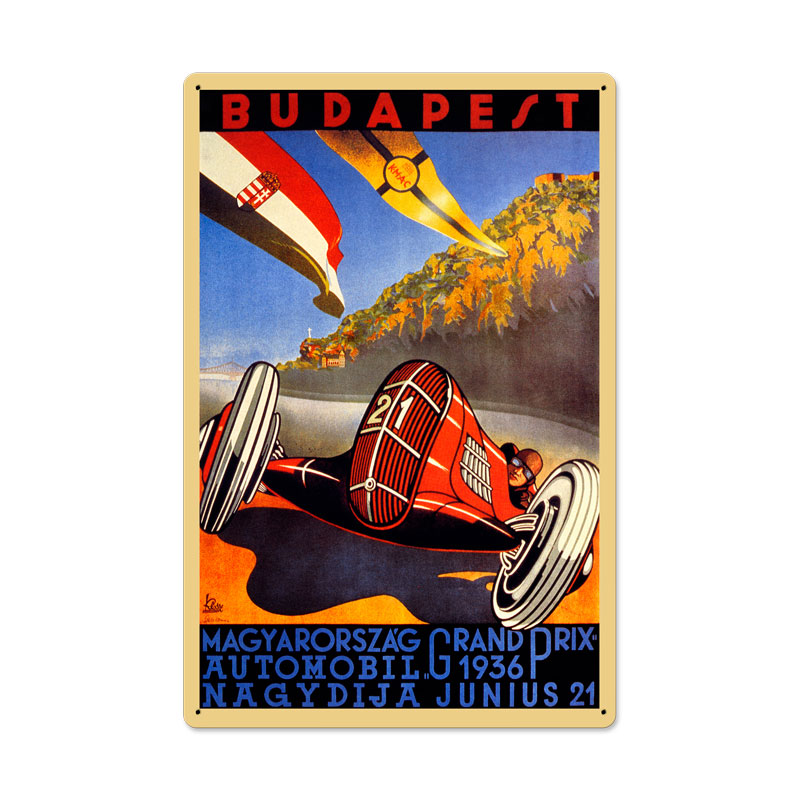 Budapest Grand Prix, Automotive, Metal Sign, 24 X 16 Inches