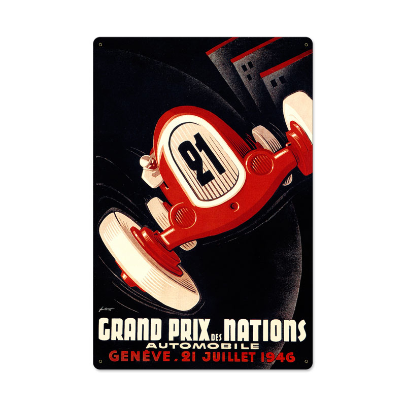 Nations Grand Prix, Automotive, Metal Sign, 24 X 16 Inches