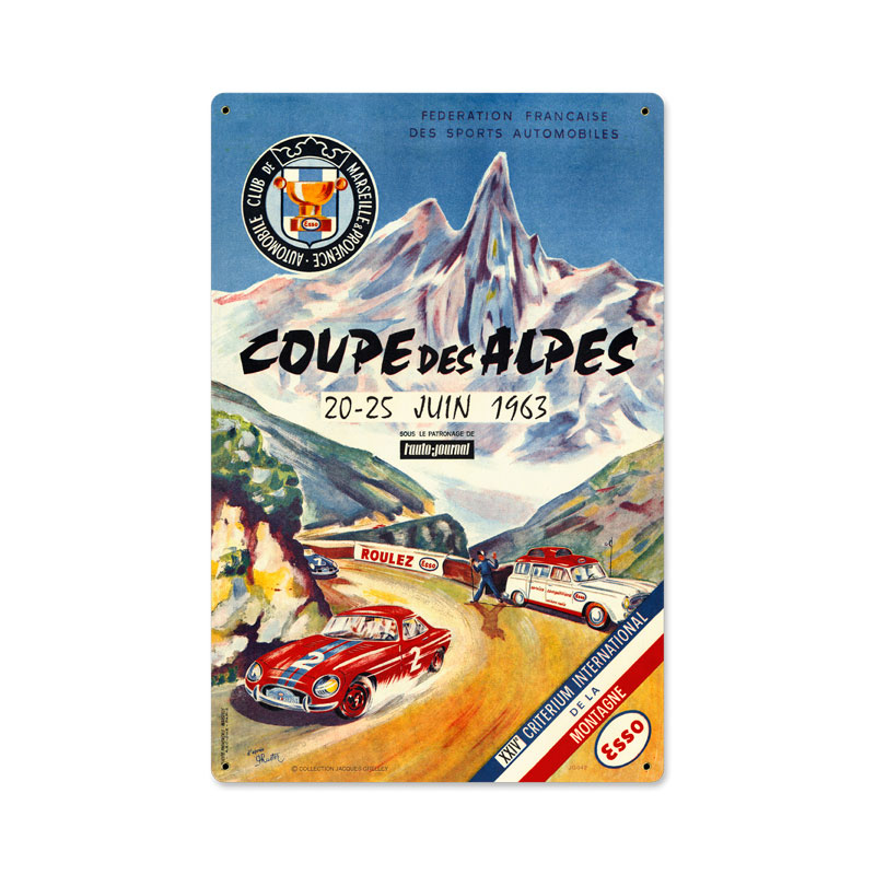 Coupe Des Alpes, Automotive, Metal Sign, 12 X 18 Inches