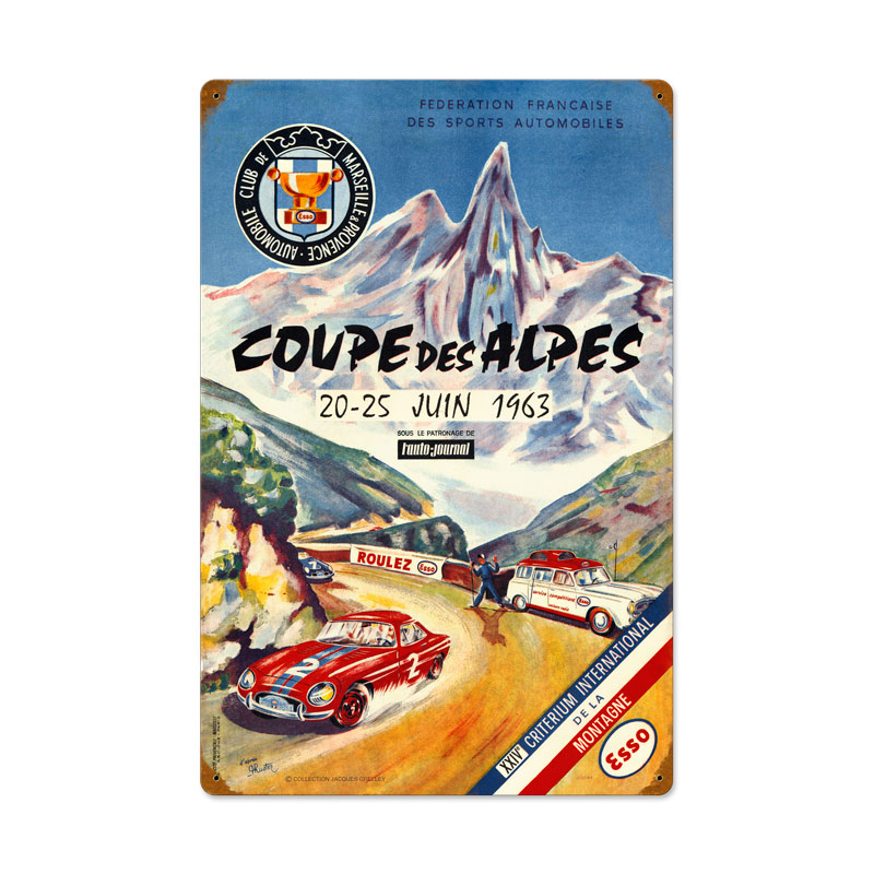 Co0upe Des Alpes, Automotive, Vintage Metal Sign, 16 X 24 Inches