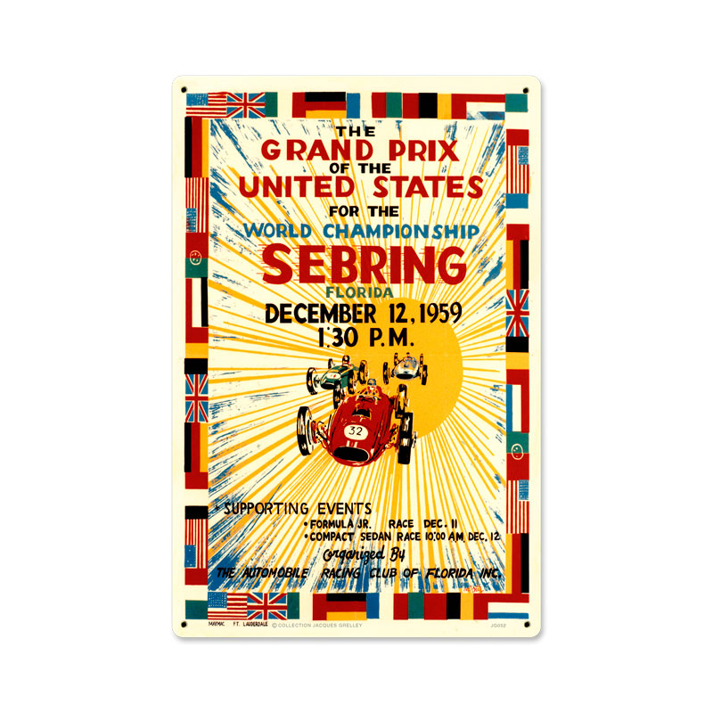 United States Grand Prix, Automotive, Metal Sign, 12 X 18 Inches
