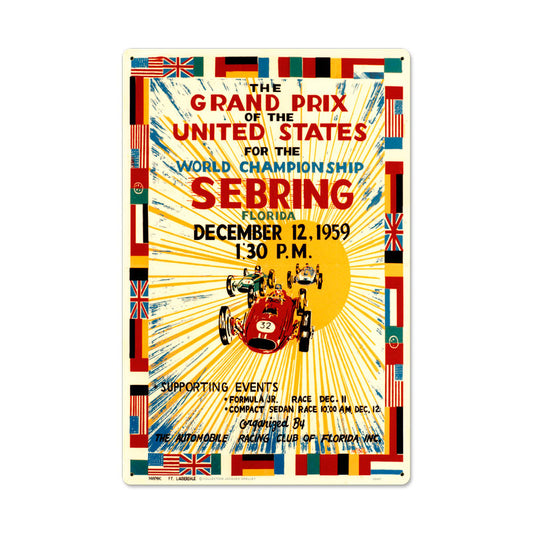 United States Grand Prix, Automotive, Metal Sign, 16 X 24 Inches