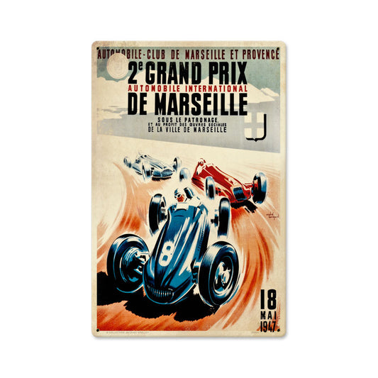 Marseille, Automotive, Metal Sign, 12 X 18 Inches