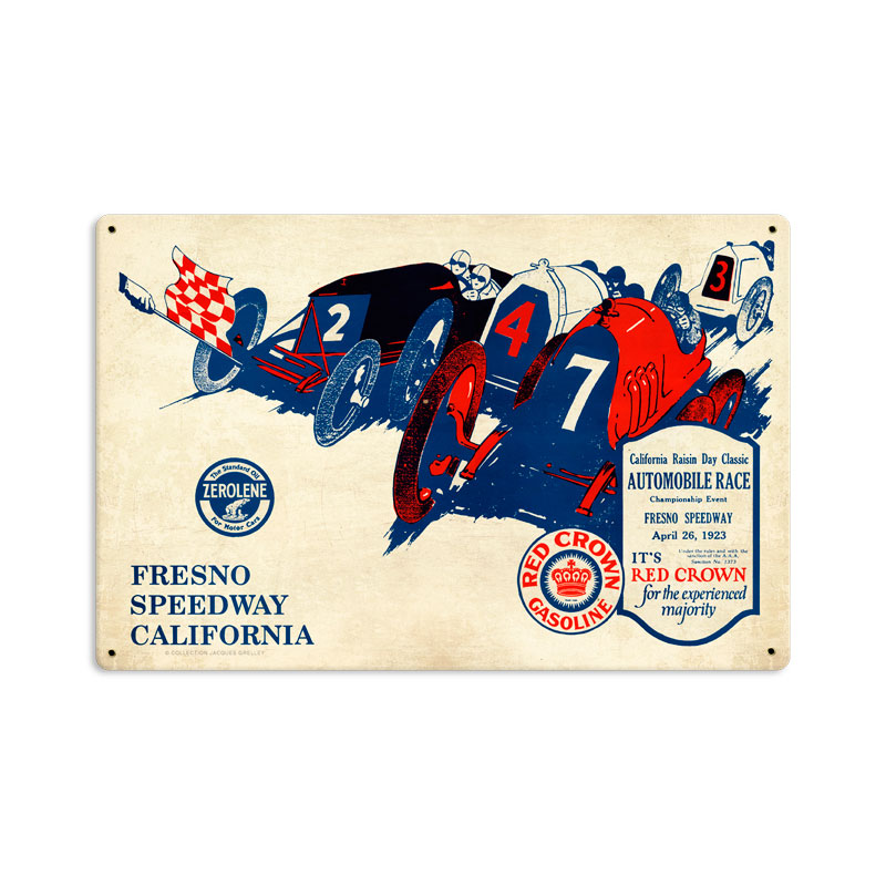 Fresno Speedway, Automotive, Metal Sign, 18 X 12 Inches