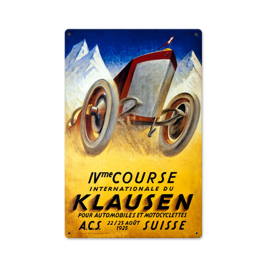 Klausen Suisse, Automotive, Metal Sign, 12 X 18 Inches