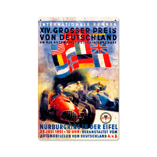 German Grand Prix, Automotive, Metal Sign, 12 X 18 Inches