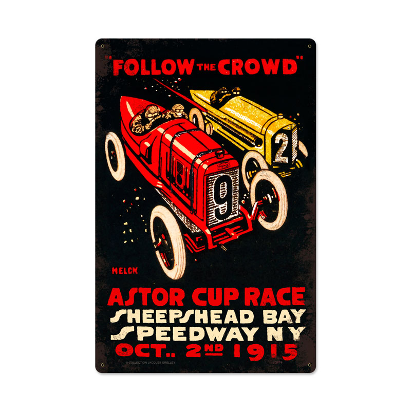 Follow the Crowd, Automotive, Metal Sign, 16 X 24 Inches