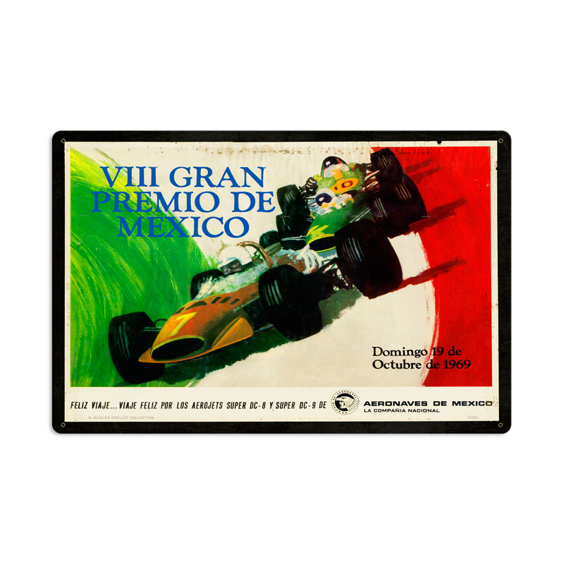 Mexico Grand Prix, Automotive, Metal Sign, 24 X 16 Inches