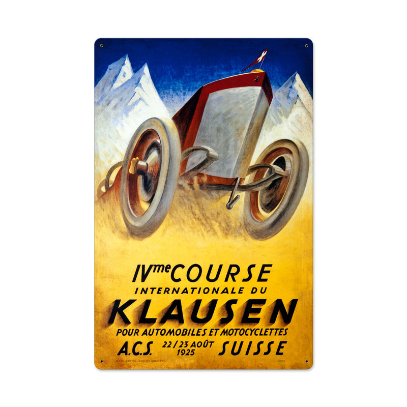 Klausen Suisse, Automotive, Metal Sign, 16 X 24 Inches