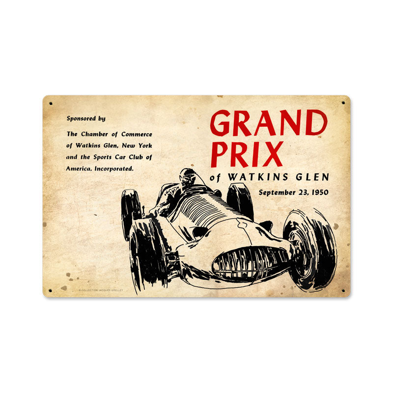 Watkins Glen Grand Prix, Automotive, Metal Sign, 18 X 12 Inches