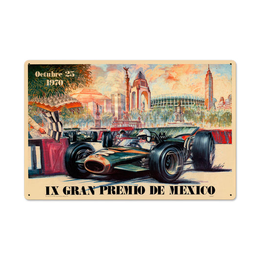 Mexico 1970 Grand Prix, Automotive, Metal Sign, 24 X 16 Inches