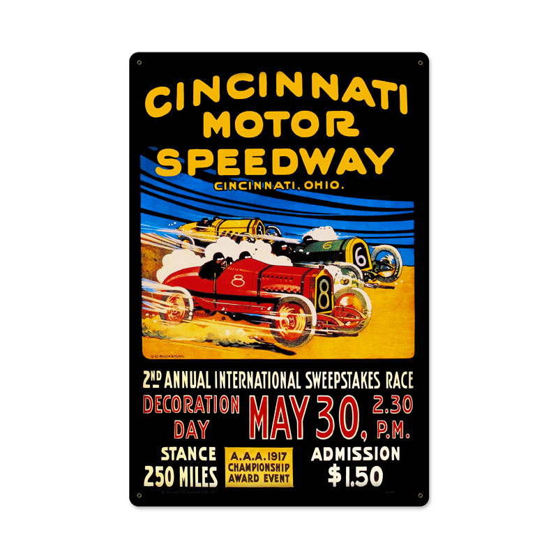 Cincinnati Motor Speedway, Automotive, Metal Sign, 16 X 24 Inches