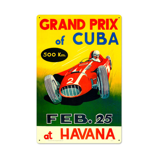 Grand Prix Cuba, Automotive, Metal Sign, 16 X 24 Inches