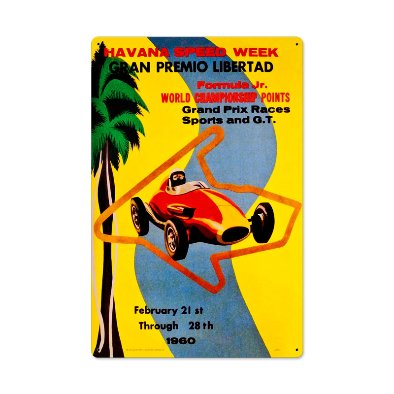 Havana Speed Week, Automotive, Metal Sign, 16 X 24 Inches