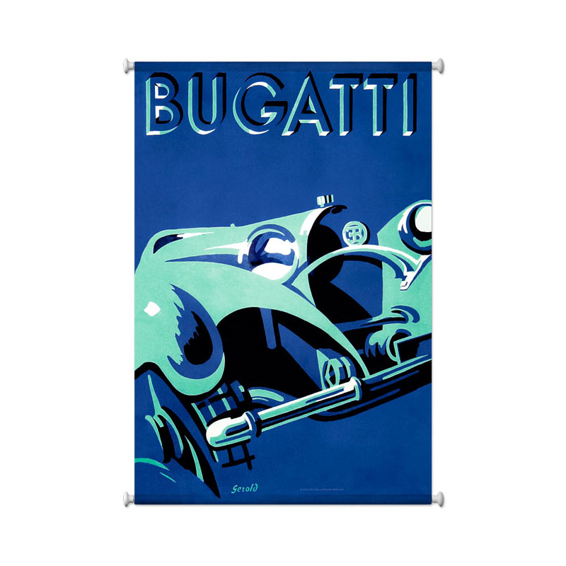 Bugatti Blue, Automotive, Giclee Printed Canvas, 25 X 38 Inches