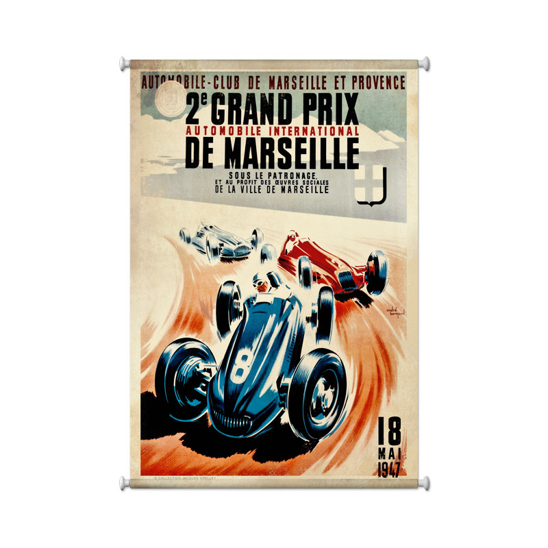 Marseille Grand Prix, Automotive, Giclee Printed Canvas, 25 X 36 Inches
